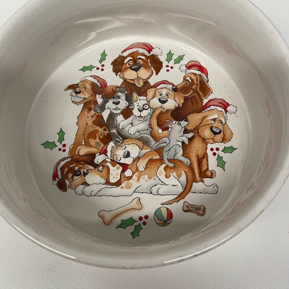 Christmas Holiday Dog Dish 7" Celebrations by Silvestri Bowl Audrey Heffner - Picture 3 of 6